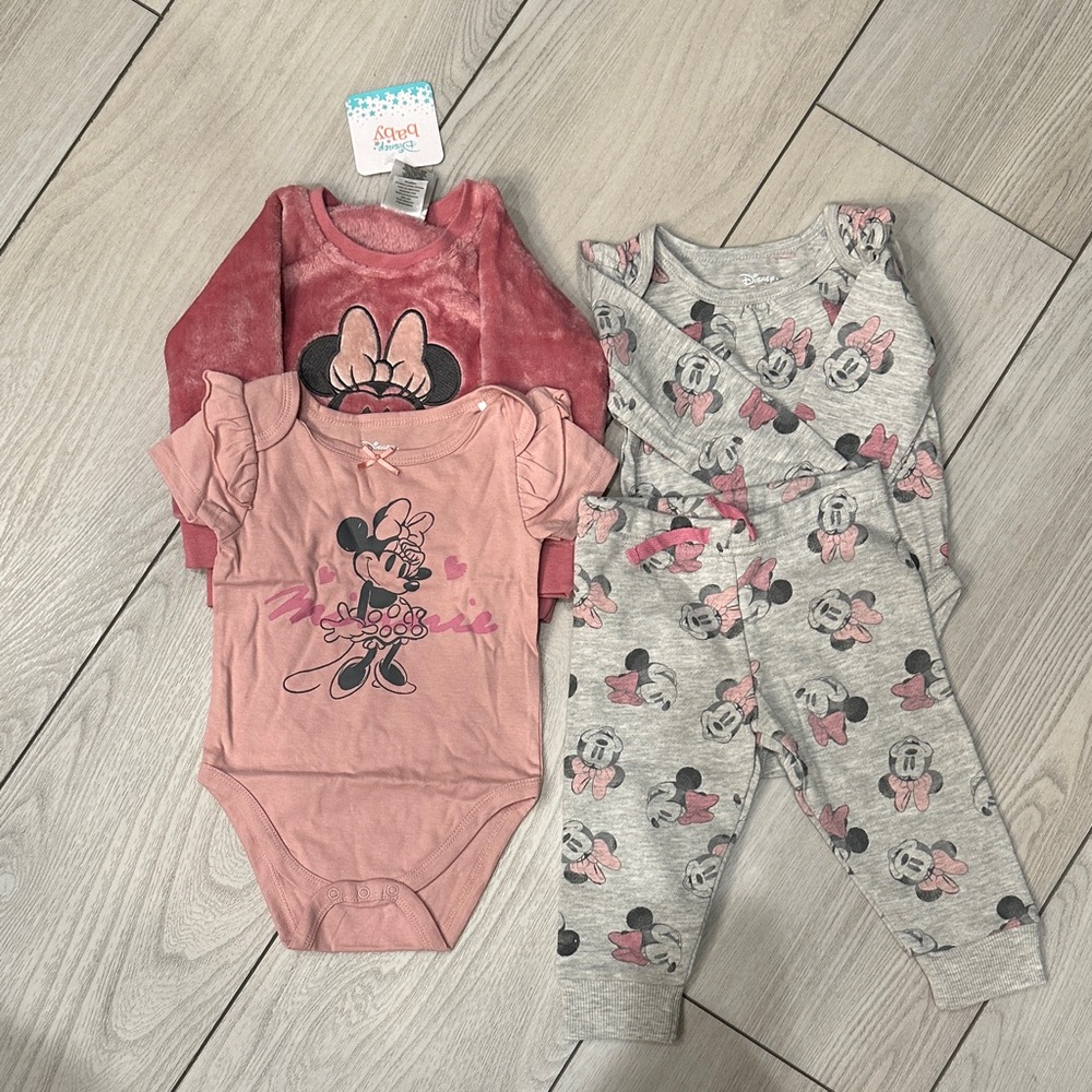 Disney Pink and Gray Minnie Mouse Kids Matching Set